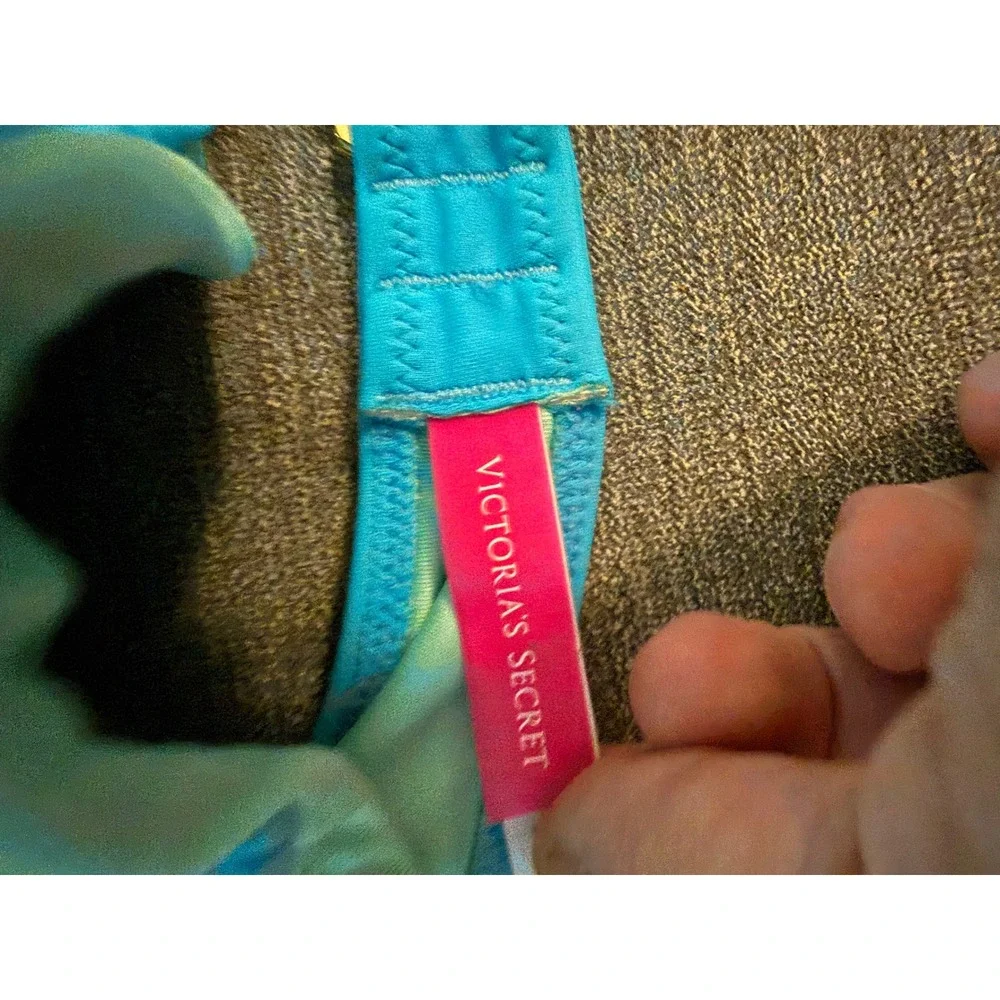 Victorias‎ Secret Turquoise Jewel Embellished Bandeau Bikini Top Blue Large
